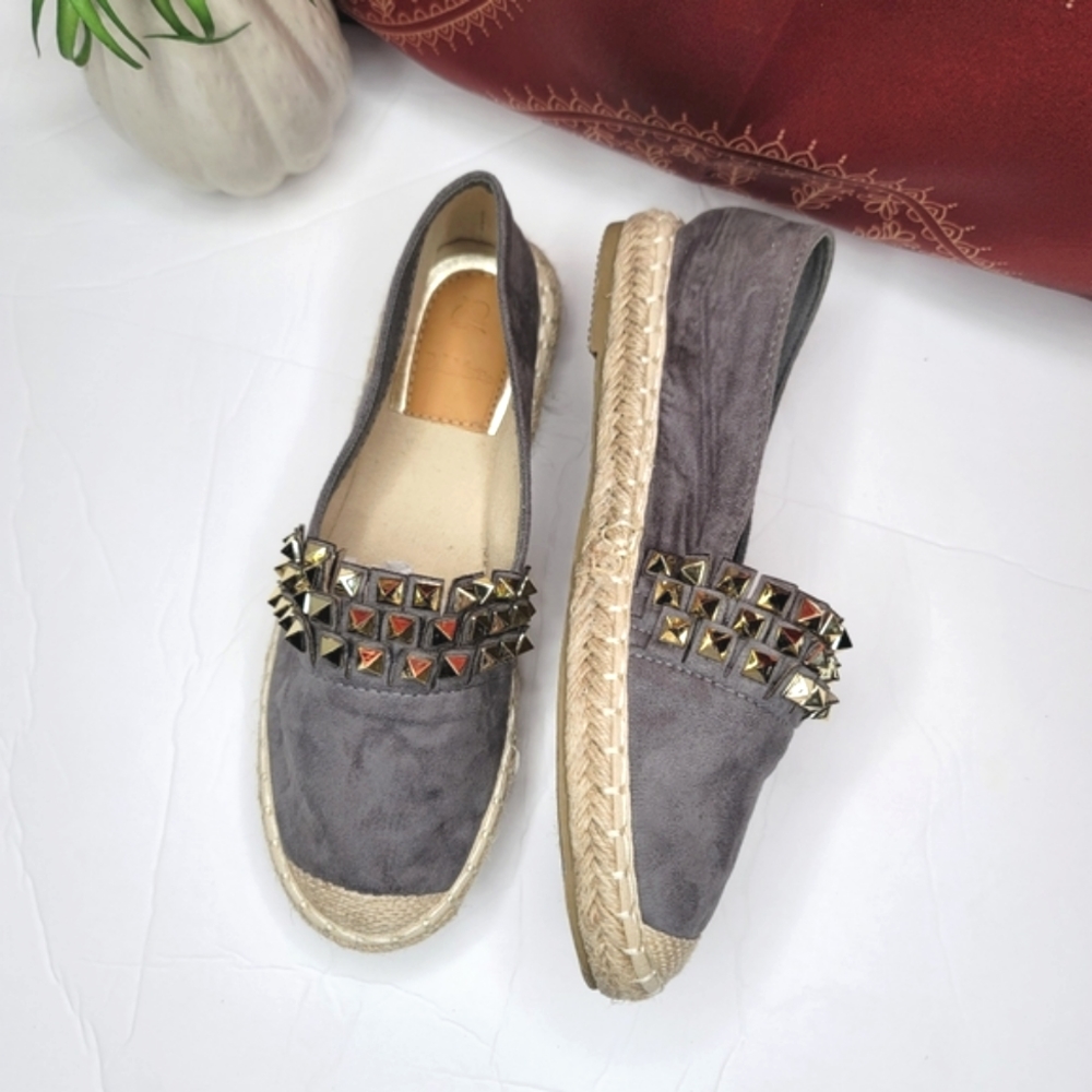 Bella Marie Kyra Grey Suede Espadrilles Size 8